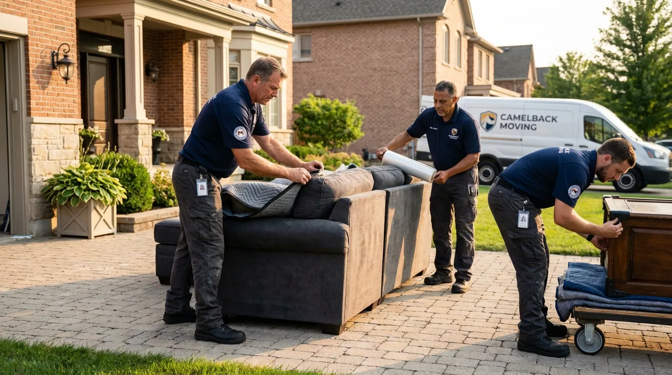 Large estate moving crew wrapping furniture in Buchanan, NY